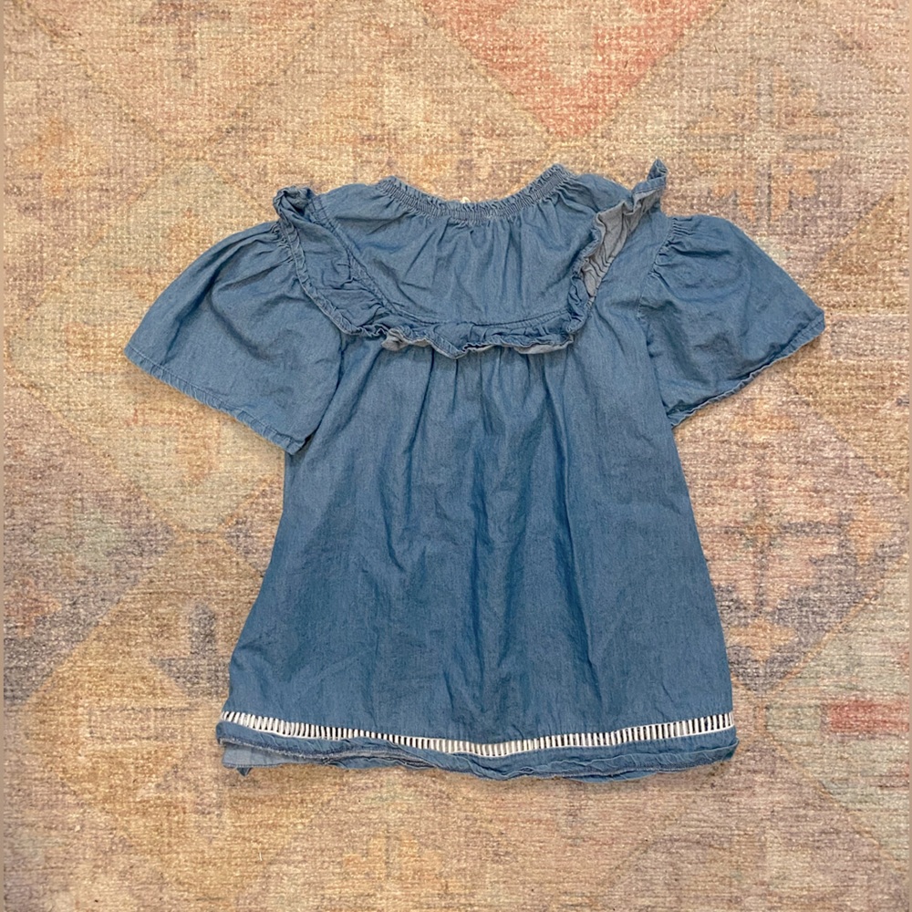 Jessica Simpson Collection Girls Denim Ruffle Tunic Top